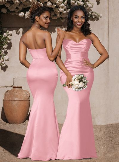 Trumpet/Mermaid Sweetheart Sleeveless Silk Like Satin Bridesmaid Dress