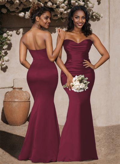 Trumpet/Mermaid Sweetheart Sleeveless Silk Like Satin Bridesmaid Dress