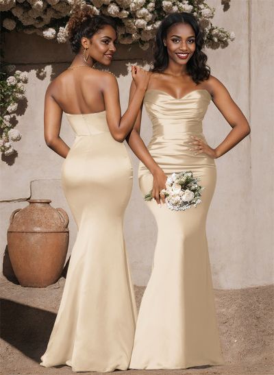 Trumpet/Mermaid Sweetheart Sleeveless Silk Like Satin Bridesmaid Dress