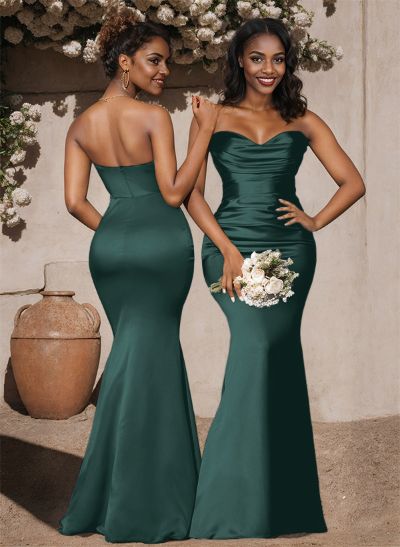 Trumpet/Mermaid Sweetheart Sleeveless Silk Like Satin Bridesmaid Dress