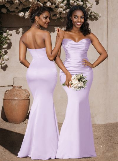 Trumpet/Mermaid Sweetheart Sleeveless Silk Like Satin Bridesmaid Dress