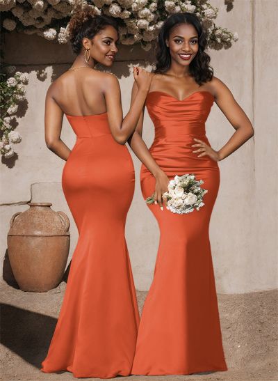 Trumpet/Mermaid Sweetheart Sleeveless Silk Like Satin Bridesmaid Dress