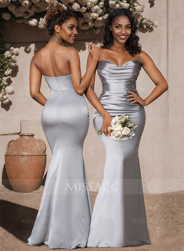 Trumpet/Mermaid Sweetheart Sleeveless Silk Like Satin Bridesmaid Dress