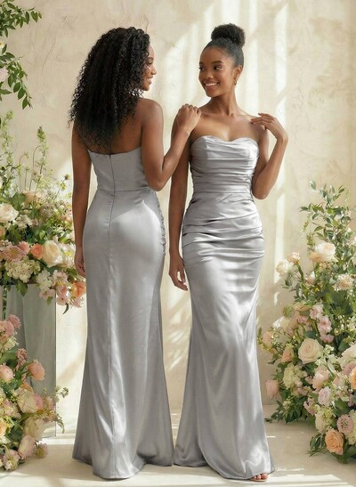 Trumpet/Mermaid Sweetheart Sleeveless Silk Like Satin Bridesmaid Dress