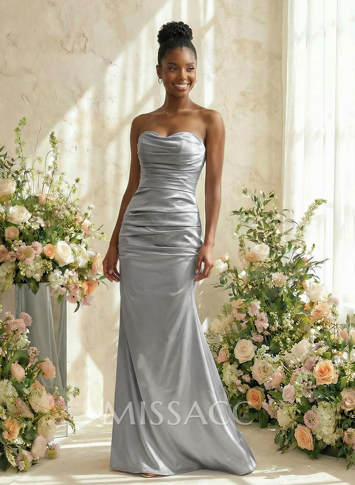 Trumpet/Mermaid Sweetheart Sleeveless Silk Like Satin Bridesmaid Dress Trumpet/Mermaid Sweetheart Sleeveless Silk Like Satin Bridesmaid Dress