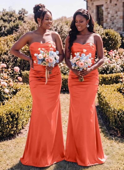 Trumpet/Mermaid Sweetheart Sleeveless Silk Like Satin Bridesmaid Dress
