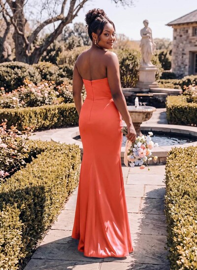 Trumpet/Mermaid Sweetheart Sleeveless Silk Like Satin Bridesmaid Dress