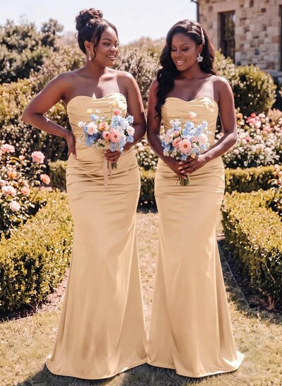 Trumpet/Mermaid Sweetheart Sleeveless Silk Like Satin Bridesmaid Dress