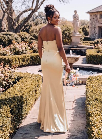 Trumpet/Mermaid Sweetheart Sleeveless Silk Like Satin Bridesmaid Dress