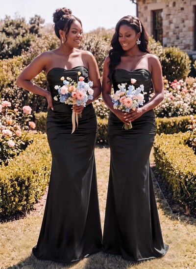 Trumpet/Mermaid Sweetheart Sleeveless Silk Like Satin Bridesmaid Dress