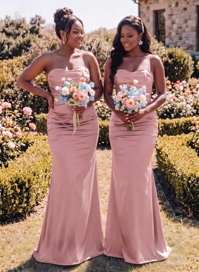 Trumpet/Mermaid Sweetheart Sleeveless Silk Like Satin Bridesmaid Dress
