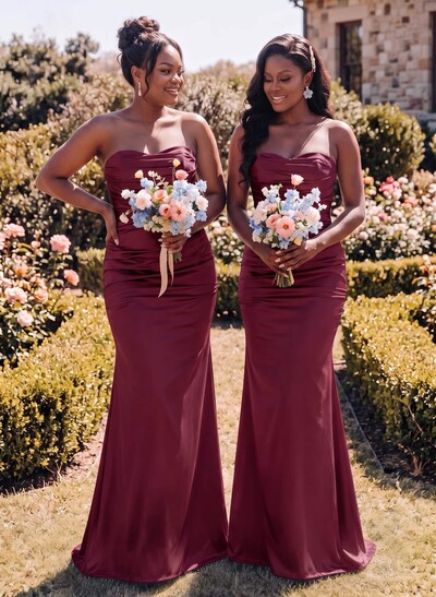 Trumpet/Mermaid Sweetheart Sleeveless Silk Like Satin Bridesmaid Dress