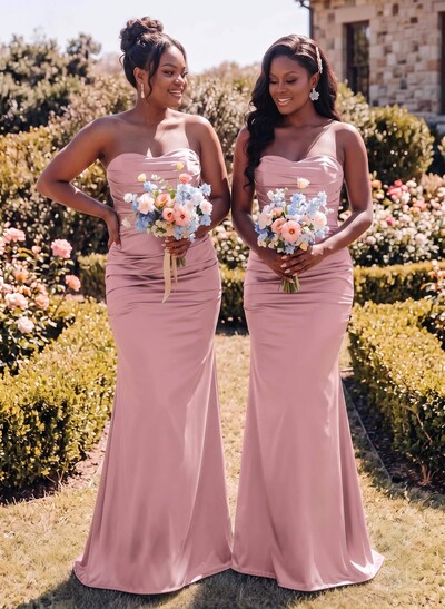 Trumpet/Mermaid Sweetheart Sleeveless Silk Like Satin Bridesmaid Dress