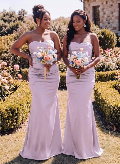Trumpet/Mermaid Sweetheart Sleeveless Silk Like Satin Bridesmaid Dress
