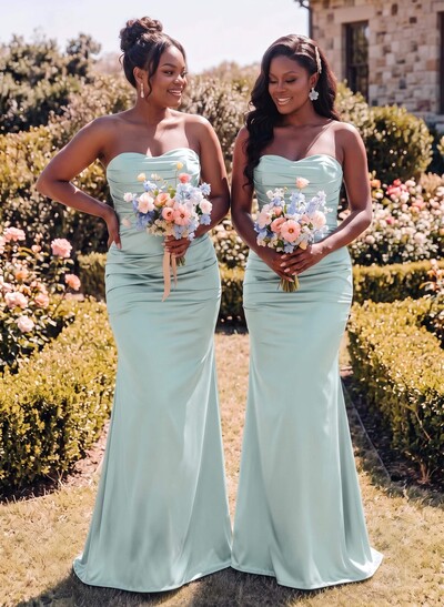 Trumpet/Mermaid Sweetheart Sleeveless Silk Like Satin Bridesmaid Dress