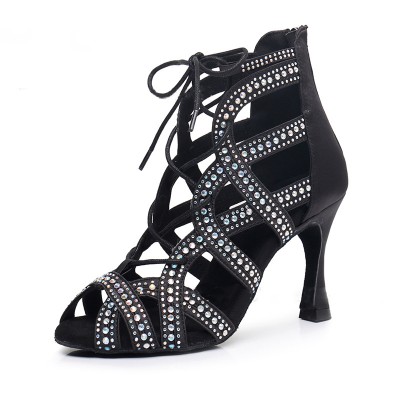 Kitten Heel Lace-Up Peep Toe Latin Shoes For Women