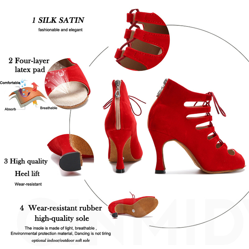 Kitten Heel Lace-Up Peep Toe Latin Shoes For Women