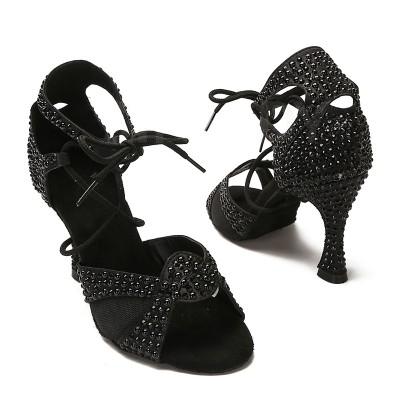 Kitten Heel Lace-Up Peep Toe Latin Shoes For Women