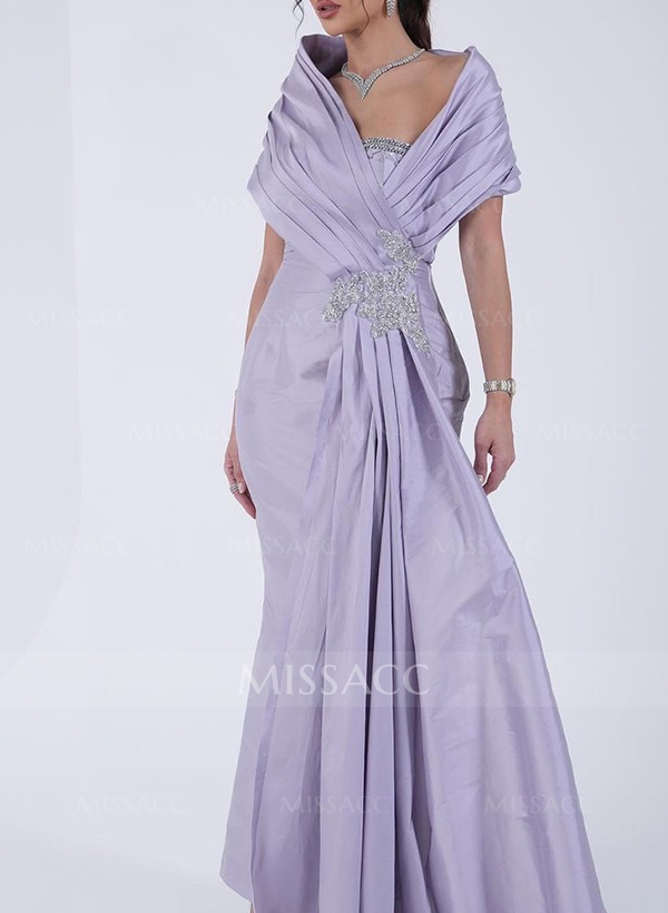 Sheath/Column Asymmetrical Sleeveless Taffeta Evening Dresses