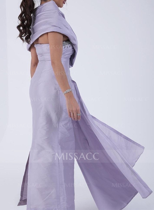 Sheath/Column Asymmetrical Sleeveless Taffeta Evening Dresses