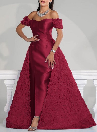 Sheath/Column Off-The-Shoulder Sleeveless Ankle-Length Satin Evening Dresses