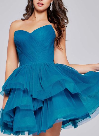 Ball-Gown Sweetheart Sleeveless Tulle Homecoming Dresses