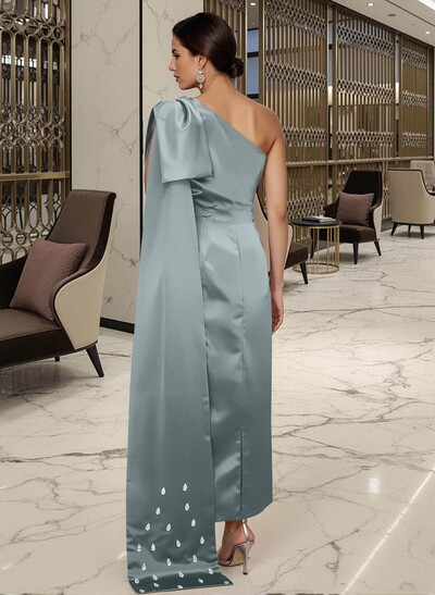 Sheath/Column One-Shoulde Satin Mother Of The Bride Dresses With Bow(s)