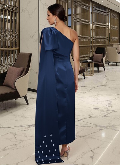 Sheath/Column One-Shoulde Satin Mother Of The Bride Dresses With Bow(s)