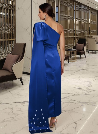 Sheath/Column One-Shoulde Satin Mother Of The Bride Dresses With Bow(s)