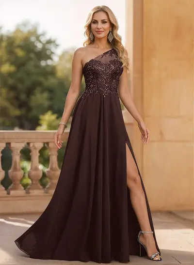 A-Line One-Shoulder Chiffon Mother Of The Bride Dresses With