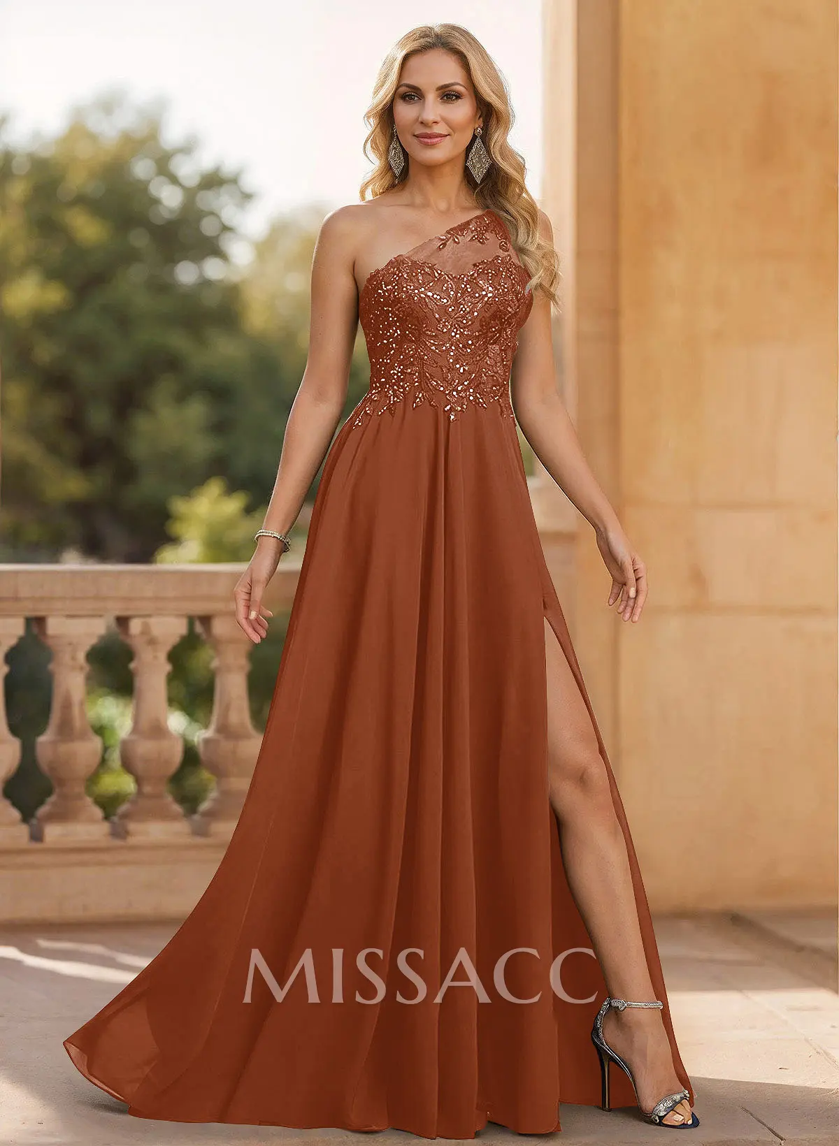 A-Line One-Shoulder Chiffon Mother Of The Bride Dresses With