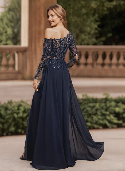 A-Line Chiffon(Non-Stretch) Mother Of The Bride Dresses With High Split