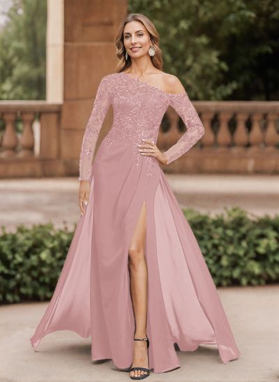 A-Line Chiffon(Non-Stretch) Mother Of The Bride Dresses With High Split