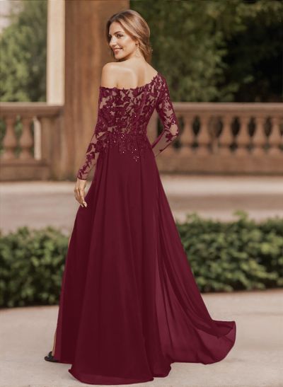 Lace Long Sleeves Asymmetrical Elegant Mother Of The Bride Dresses With Split Lace Long Sleeves Asymmetrical Elegant Mother Of The Bride Dresses With Split