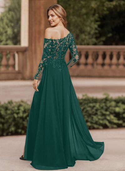 Lace Long Sleeves Asymmetrical Elegant Mother Of The Bride Dresses With Split
