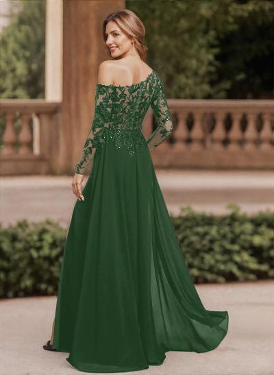 Lace Long Sleeves Asymmetrical Elegant Mother Of The Bride Dresses With Split