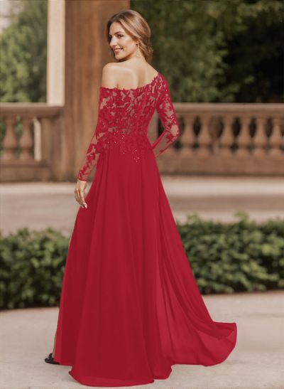 Lace Long Sleeves Asymmetrical Elegant Mother Of The Bride Dresses With Split