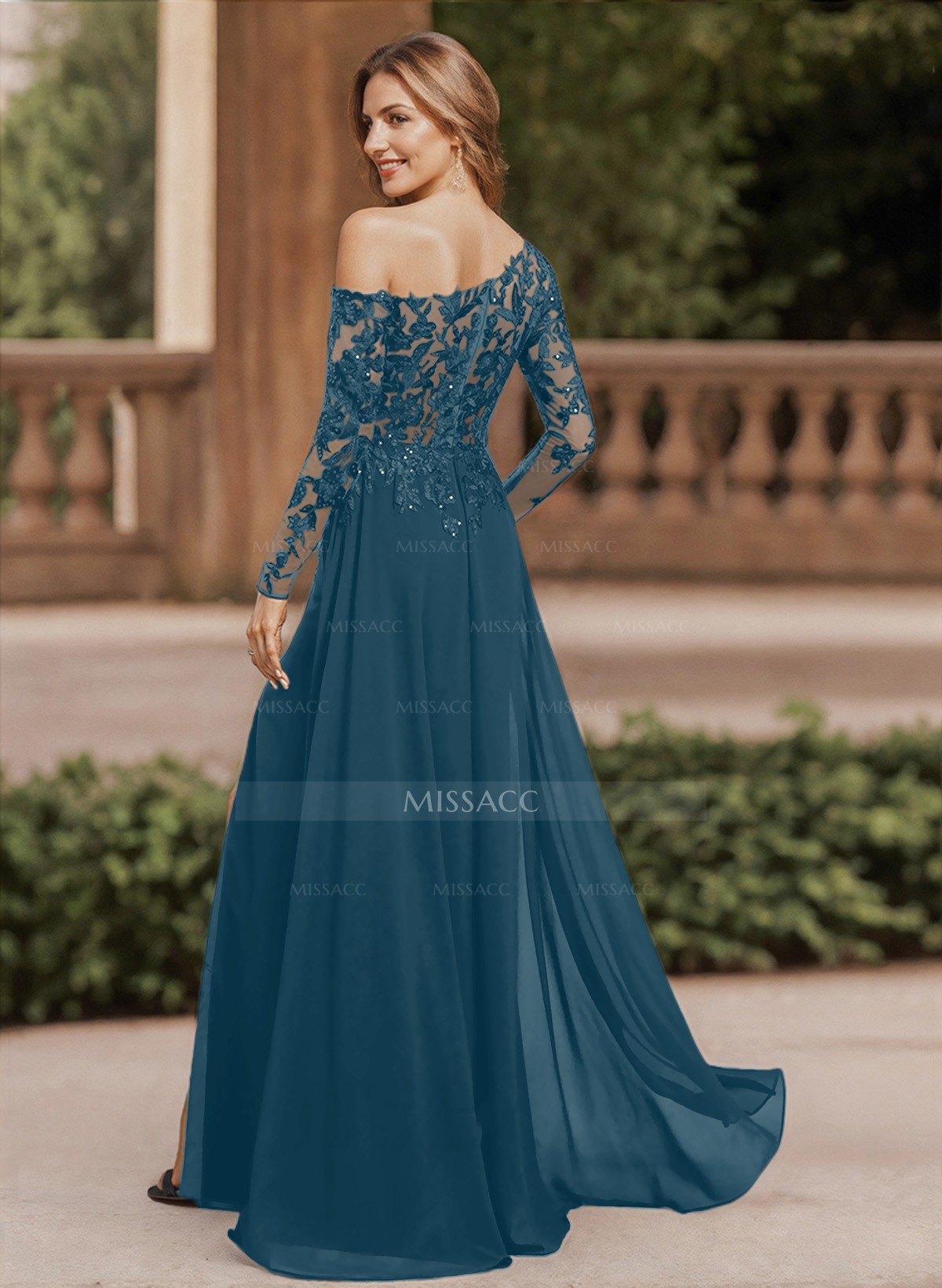Lace Long Sleeves Asymmetrical Elegant Mother Of The Bride