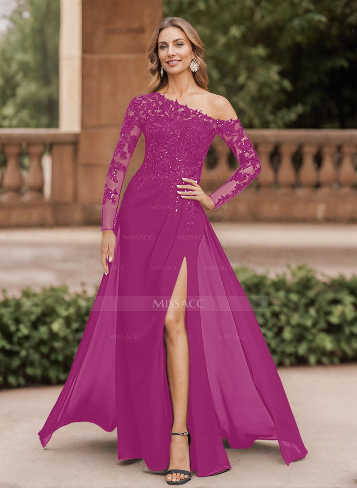 Lace Long Sleeves Asymmetrical Elegant Mother Of The Bride Dresses