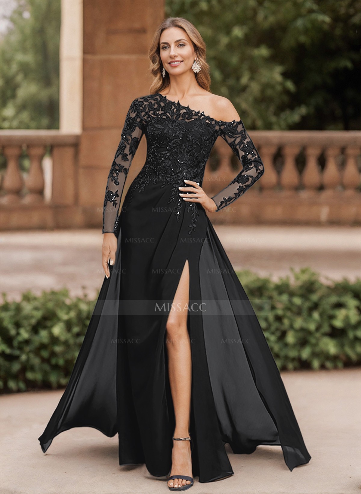Lace Long Sleeves Asymmetrical Elegant Mother Of The Bride