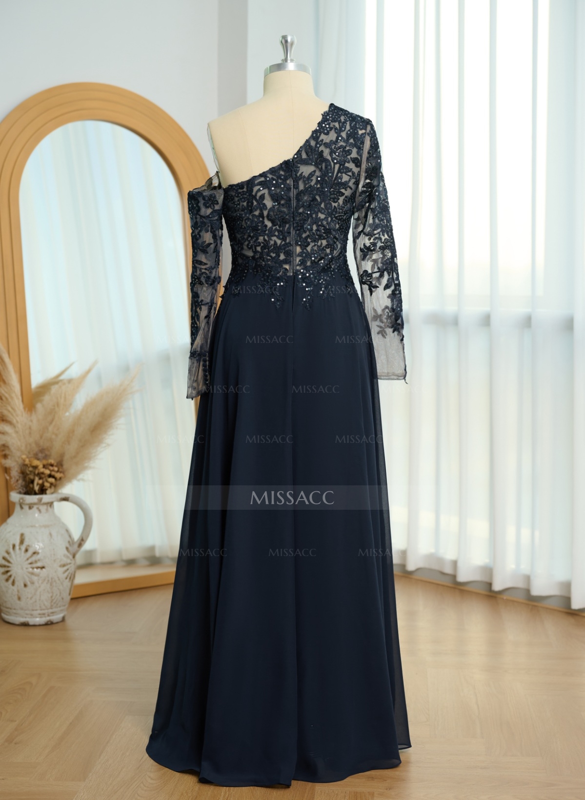 Lace Long Sleeves Asymmetrical Elegant Mother Of The Bride Dresses With Split