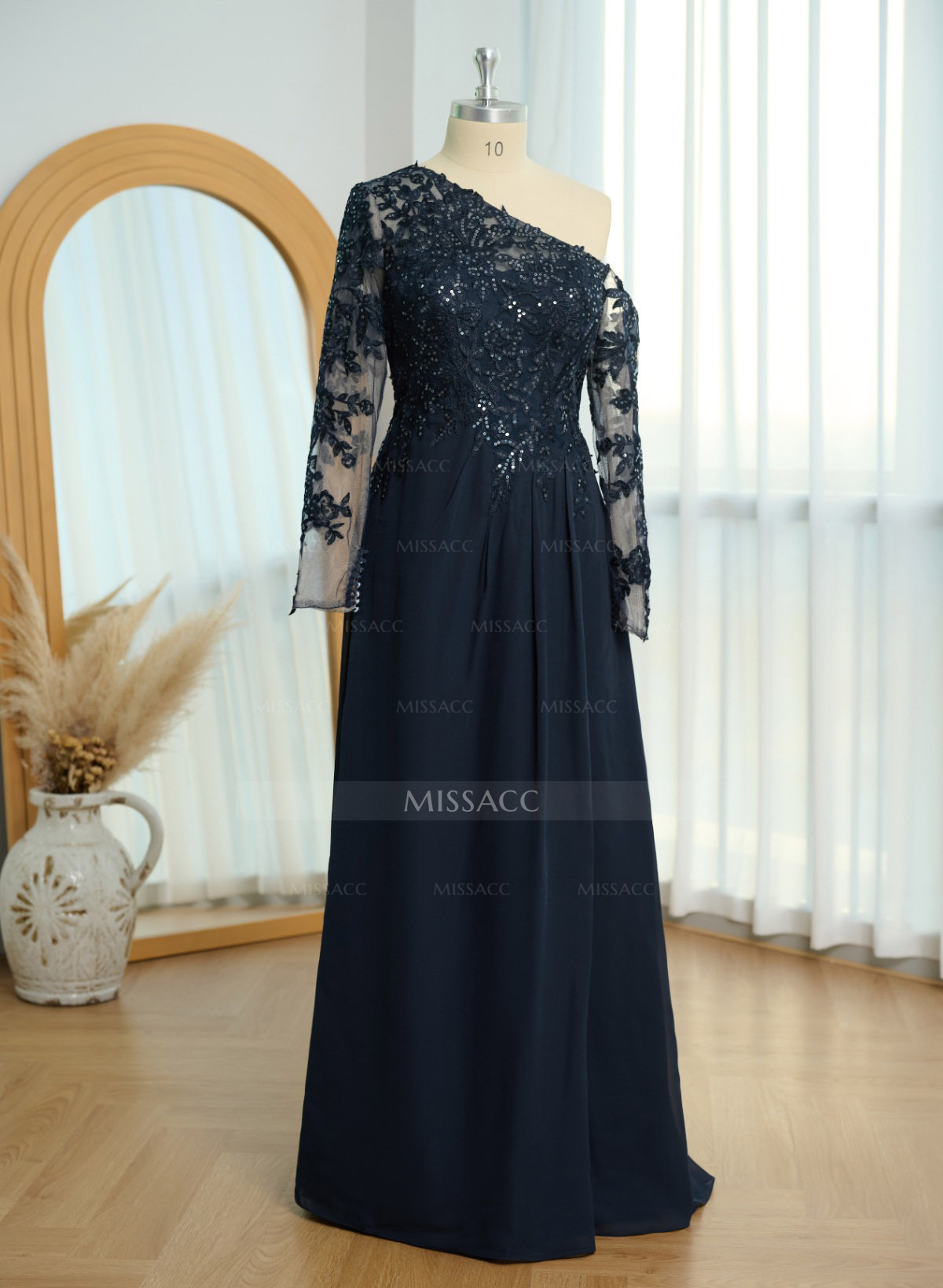 Lace Long Sleeves Asymmetrical Elegant Mother Of The Bride Dresses With Split
