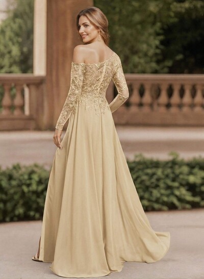 Lace Long Sleeves Asymmetrical Elegant Mother Of The Bride Dresses With Split