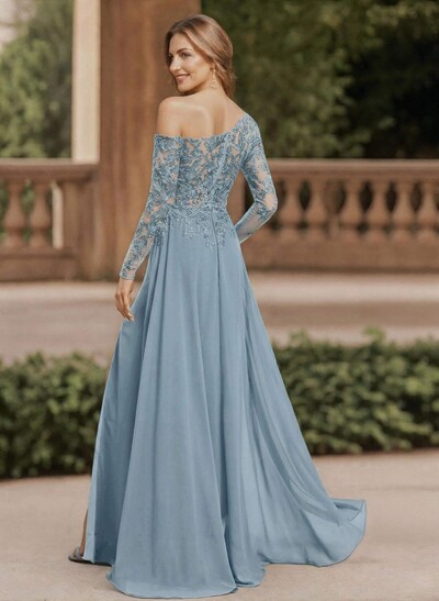 Lace Long Sleeves Asymmetrical Elegant Mother Of The Bride Dresses With Split