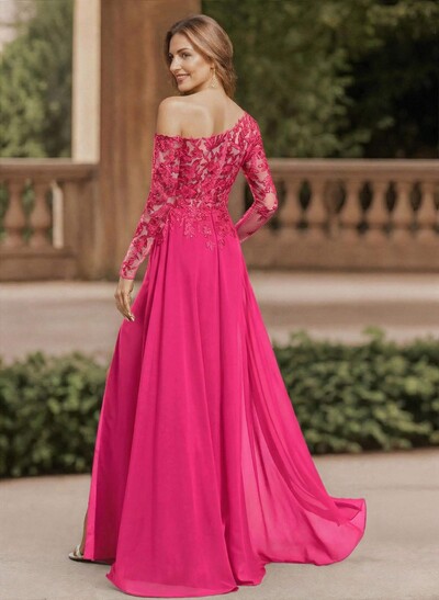 Lace Long Sleeves Asymmetrical Elegant Mother Of The Bride Dresses With Split