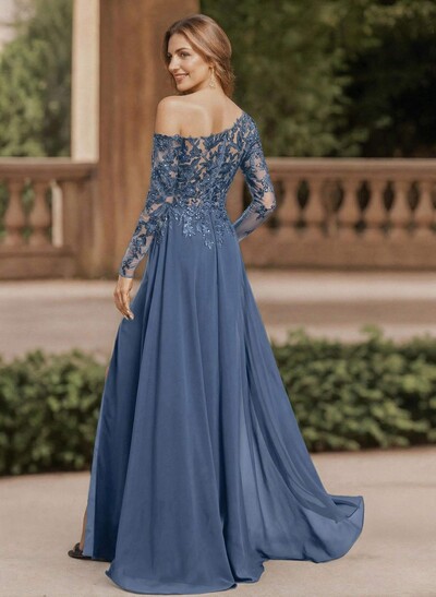 Lace Long Sleeves Asymmetrical Elegant Mother Of The Bride Dresses With Split