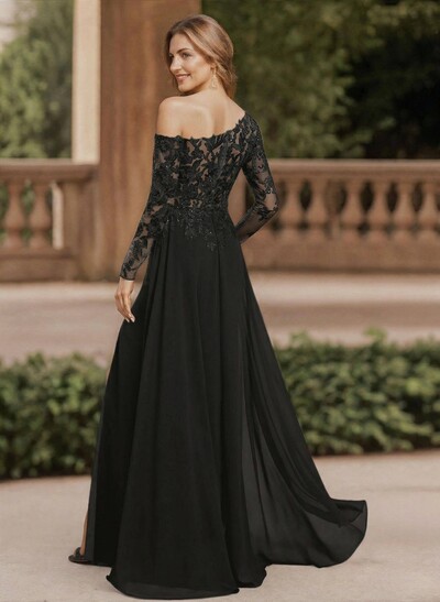 Lace Long Sleeves Asymmetrical Elegant Mother Of The Bride Dresses With Split