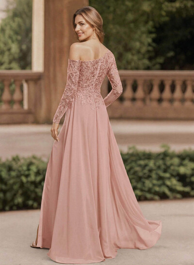 Lace Long Sleeves Asymmetrical Elegant Mother Of The Bride Dresses With Split