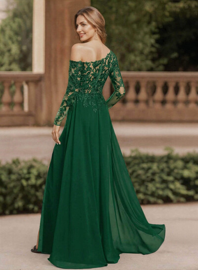 Lace Long Sleeves Asymmetrical Elegant Mother Of The Bride Dresses With Split