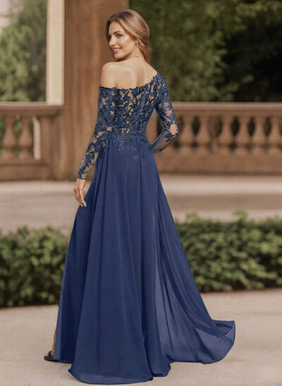 Lace Long Sleeves Asymmetrical Elegant Mother Of The Bride Dresses With Split